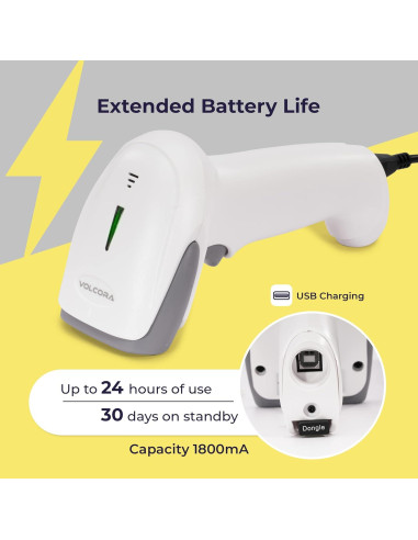 Escáner de Código de Barras Inalámbrico Volcora 2D USB Bluetooth