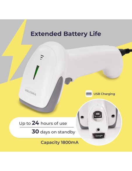 Escáner de Código de Barras Inalámbrico Volcora 2D USB Bluetooth Escáner de Código de Barras Inalámbrico Volcora 2D USB Bluetooth