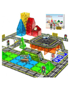Juego de carreteras magnéticas HarworLife 42 piezas para niños