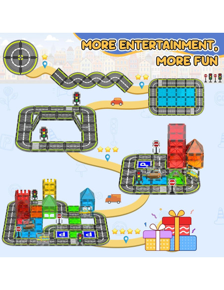 Juego de carreteras magnéticas HarworLife 42 piezas para niños
