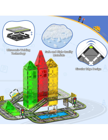Juego de carreteras magnéticas HarworLife 42 piezas para niños