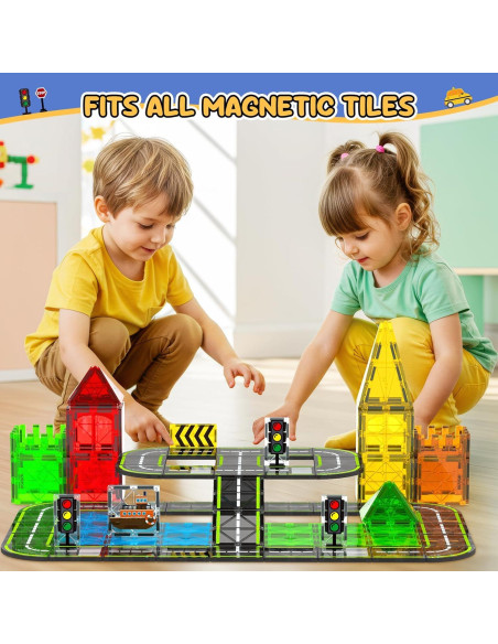 Juego de carreteras magnéticas HarworLife 42 piezas para niños