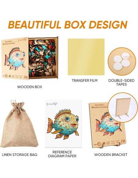 Rompecabezas de Madera Jiroinlly 100 Piezas Océano 21.5x20.5cm