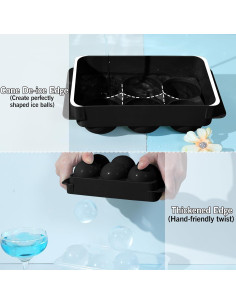 Moldes de Hielo Grandes WIBIMEN - 6 Bolas Redondas 4.8cm 2