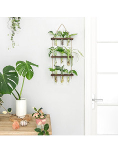 Propagador de Plantas Mkono, Terrario Colgante 3 Niveles, Marrón 2