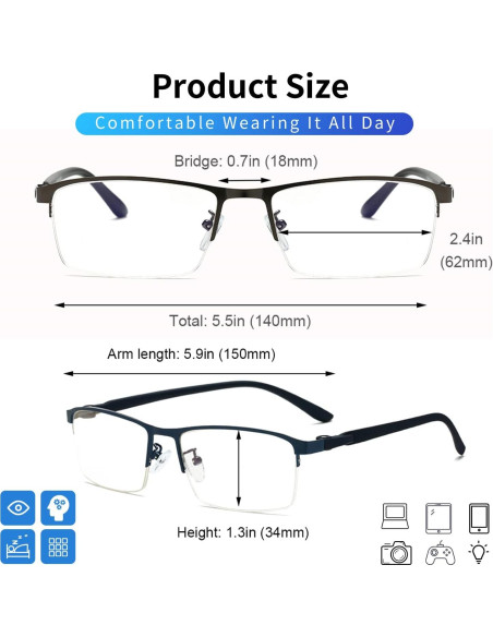 Gafas de Luz Azul Stamen ST-BLG Unisex, Anti Fatiga Ocular