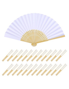 24 Abanicos de Papel Blancos WYTAOHZL para Bodas y DIY
