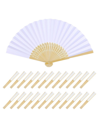 24 Abanicos de Papel Blancos WYTAOHZL para Bodas y DIY