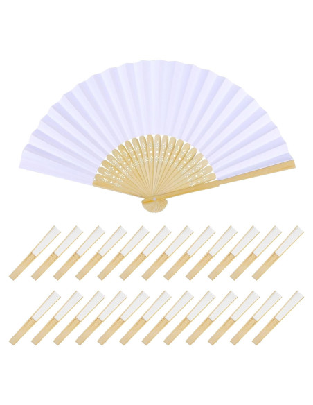 24 Abanicos de Papel Blancos WYTAOHZL para Bodas y DIY