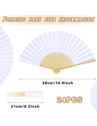 24 Abanicos de Papel Blancos WYTAOHZL para Bodas y DIY