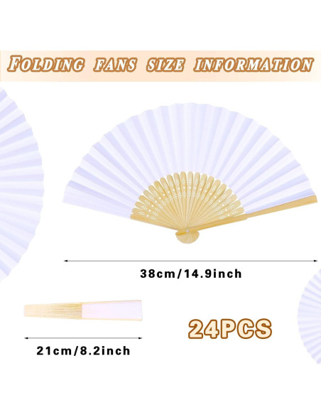 24 Abanicos de Papel Blancos WYTAOHZL para Bodas y DIY