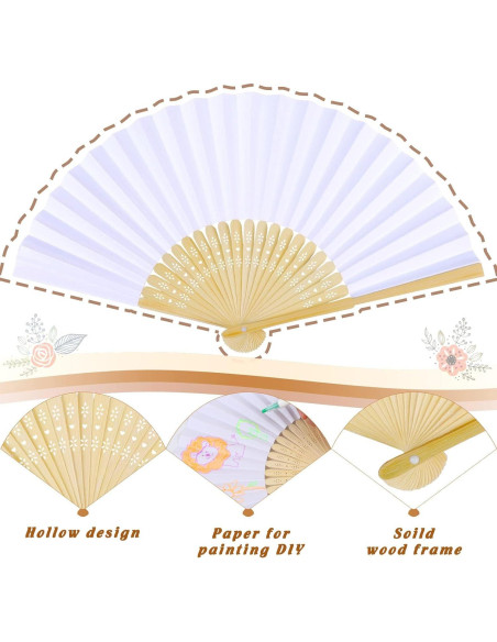 24 Abanicos de Papel Blancos WYTAOHZL para Bodas y DIY
