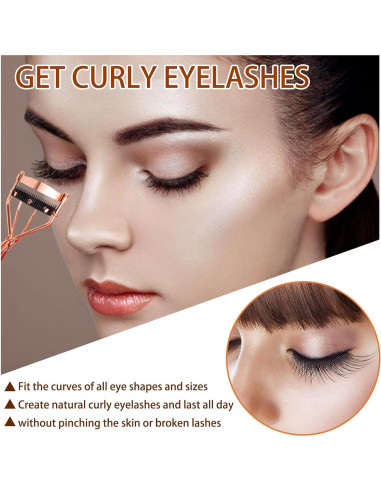 Rizador de Pestañas Arroyner 4Pcs Oro Rosa con Peine