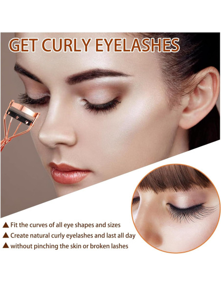 Rizador de Pestañas Arroyner 4Pcs Oro Rosa con Peine