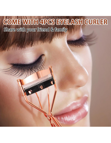 Rizador de Pestañas Arroyner 4Pcs Oro Rosa con Peine