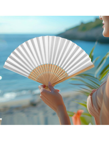 24 Abanicos de Papel Blancos WYTAOHZL para Bodas y DIY