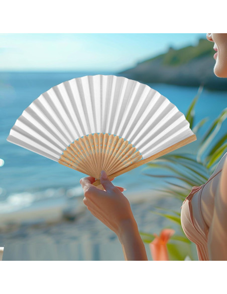 24 Abanicos de Papel Blancos WYTAOHZL para Bodas y DIY