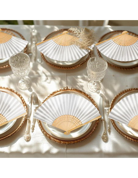 24 Abanicos de Papel Blancos WYTAOHZL para Bodas y DIY