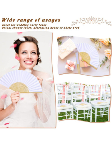 24 Abanicos de Papel Blancos WYTAOHZL para Bodas y DIY