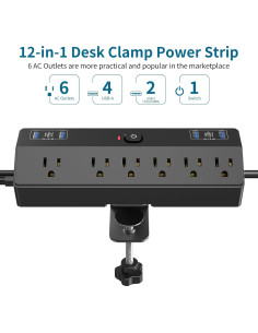 Regleta de Energía JXGUCAT con Abrazadera y Carga Rápida 40W 2