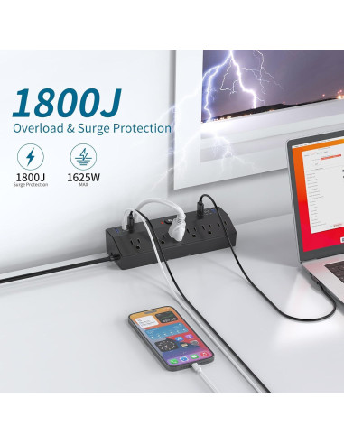 Regleta de Energía JXGUCAT con Abrazadera y Carga Rápida 40W