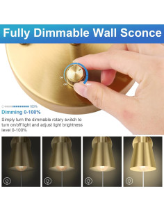 Aplique de pared regulable VATONI oro con bombilla LED 6W 2