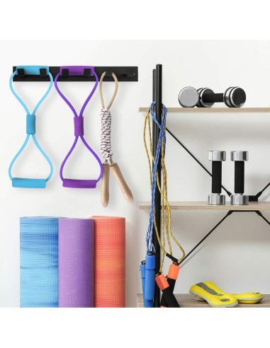 Estante de Gimnasio MyGift de Metal Negro con 6 Ganchos