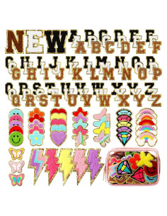 Yilloog 120 Pcs Parches Chenille Letras y Estrellas DIY
