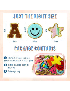 Yilloog 120 Pcs Parches Chenille Letras y Estrellas DIY 2