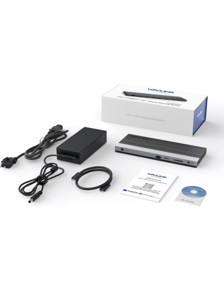 Dock USB C WAVLINK 13 en 1 para 3 Monitores 100W PD