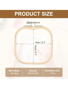 Aros de Bordado Cuadrados PATIKIL 13 x 13 cm de Bambú 2