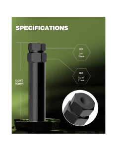 Llave de Tuerca 6 Spline GAsupply 90mm Acero Negro 1pc 2