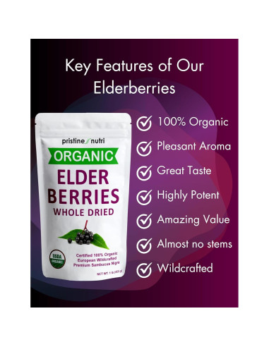 Baya de Saúco Orgánica Secas Pristine Nutri 0.45 kg