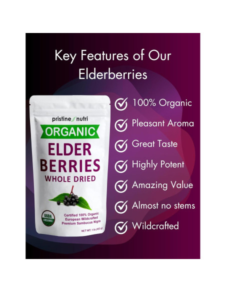 Baya de Saúco Orgánica Secas Pristine Nutri 0.45 kg