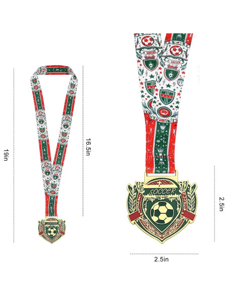 Medallas de Oro de Fútbol Abaokai - 12 Piezas con Cinta Verde