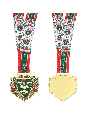 Medallas de Oro de Fútbol Abaokai - 12 Piezas con Cinta Verde