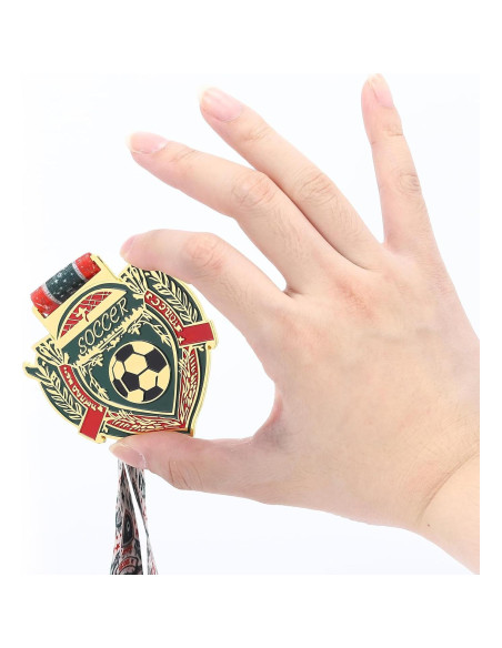 Medallas de Oro de Fútbol Abaokai - 12 Piezas con Cinta Verde