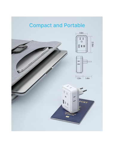Adaptador de Enchufe de Viaje VINTAR Tipo C 7 en 1 Europeo