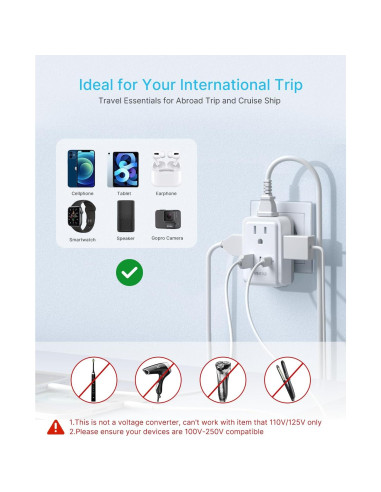 Adaptador de Enchufe de Viaje VINTAR Tipo C 7 en 1 Europeo