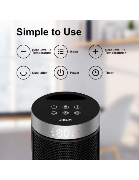 Calentador de Espacio JIBUFI PTC-SL1702 1500W Cerámico