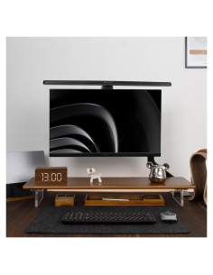 Soporte Elevador de Monitor ROCDEER de Bambú y Acrílico 80x20 cm