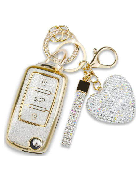 Cubierta de Llavero Simocky para VW Jetta Golf Tiguan Dorada