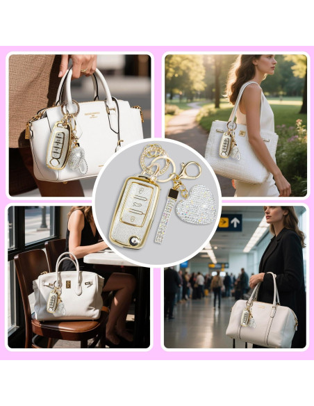 Cubierta de Llavero Simocky para VW Jetta Golf Tiguan Dorada