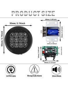 Cerradura Electromagnética WAH LIN PARTS para Caja Fuerte Negra 2