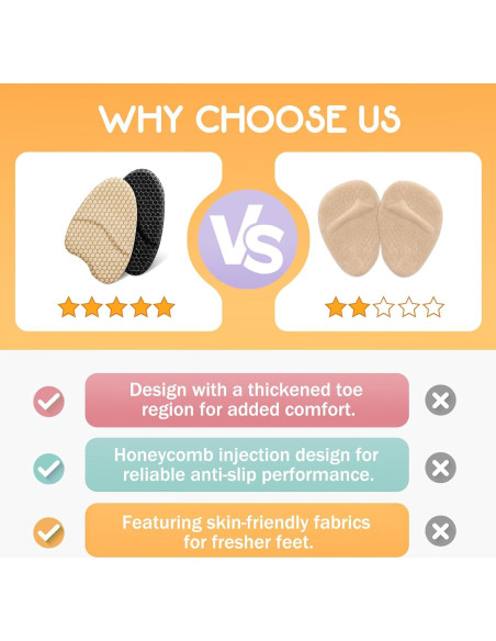 Almohadillas Metatarsales ZAIWOO Beige - 2 Pares Antideslizantes