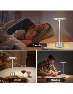 Lámpara de Mesa LED Inalámbrica Baishezhuan Plata 3 Niveles 2