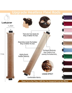 Rulos de Pelo Sin Calor Luckybear Jumbo 3pcs Caqui 2