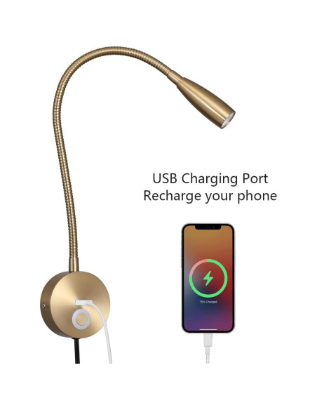 Lámpara de Lectura LED Evethbey - Cuello de Ganso Flexible USB