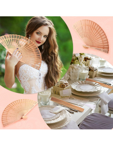 Abanicos de Madera Plegables Qunclay 60 Pcs Estilo Delicado