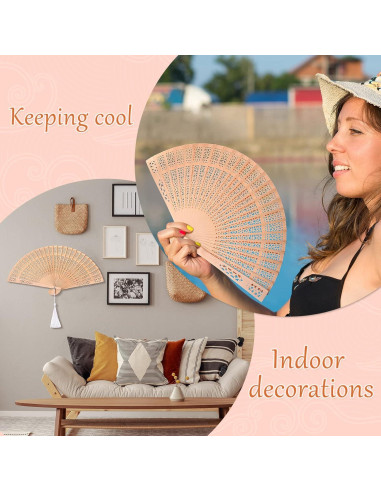 Abanicos de Madera Plegables Qunclay 60 Pcs Estilo Delicado